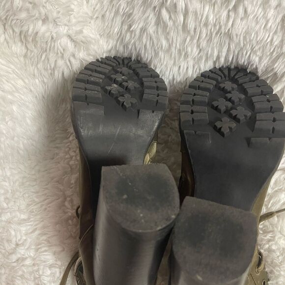 Steve Madden Laurie Fabric Satin olive green lace up heels boots.SZ 10M - Picture 11 of 11
